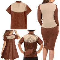 Cowdog Family Matching Long Sleeve Bodycon Dress and Hawaiian Shirt Cowboy Patriotic Labrador Western Yoke - Wonder Print Shop