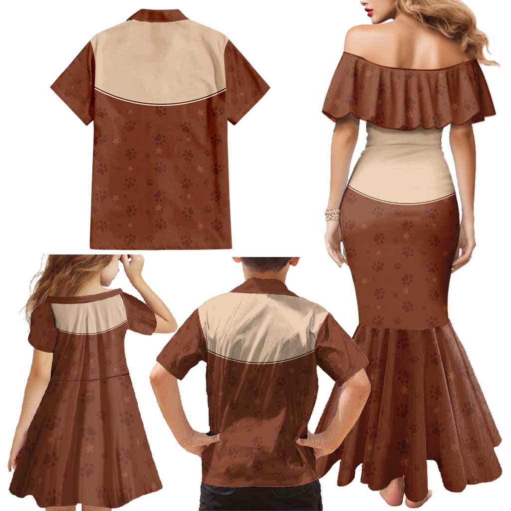 Cowdog Family Matching Mermaid Dress and Hawaiian Shirt Cowboy Patriotic Labrador Western Yoke - Wonder Print Shop