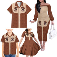 Cowdog Family Matching Off The Shoulder Long Sleeve Dress and Hawaiian Shirt Cowboy Patriotic Labrador Western Yoke - Wonder Print Shop