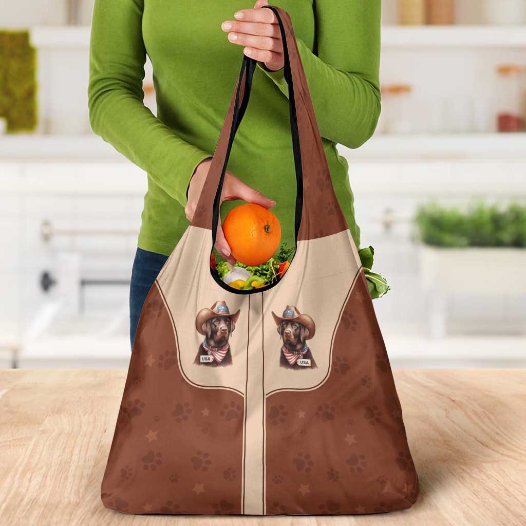 Cowdog Grocery Bag Cowboy Patriotic Labrador Western Yoke - Wonder Print Shop