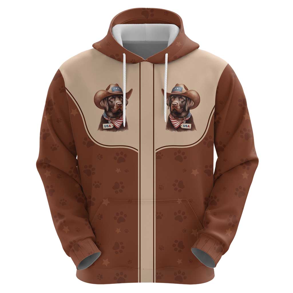 Cowdog Hoodie Cowboy Patriotic Labrador Western Yoke - Wonder Print Shop