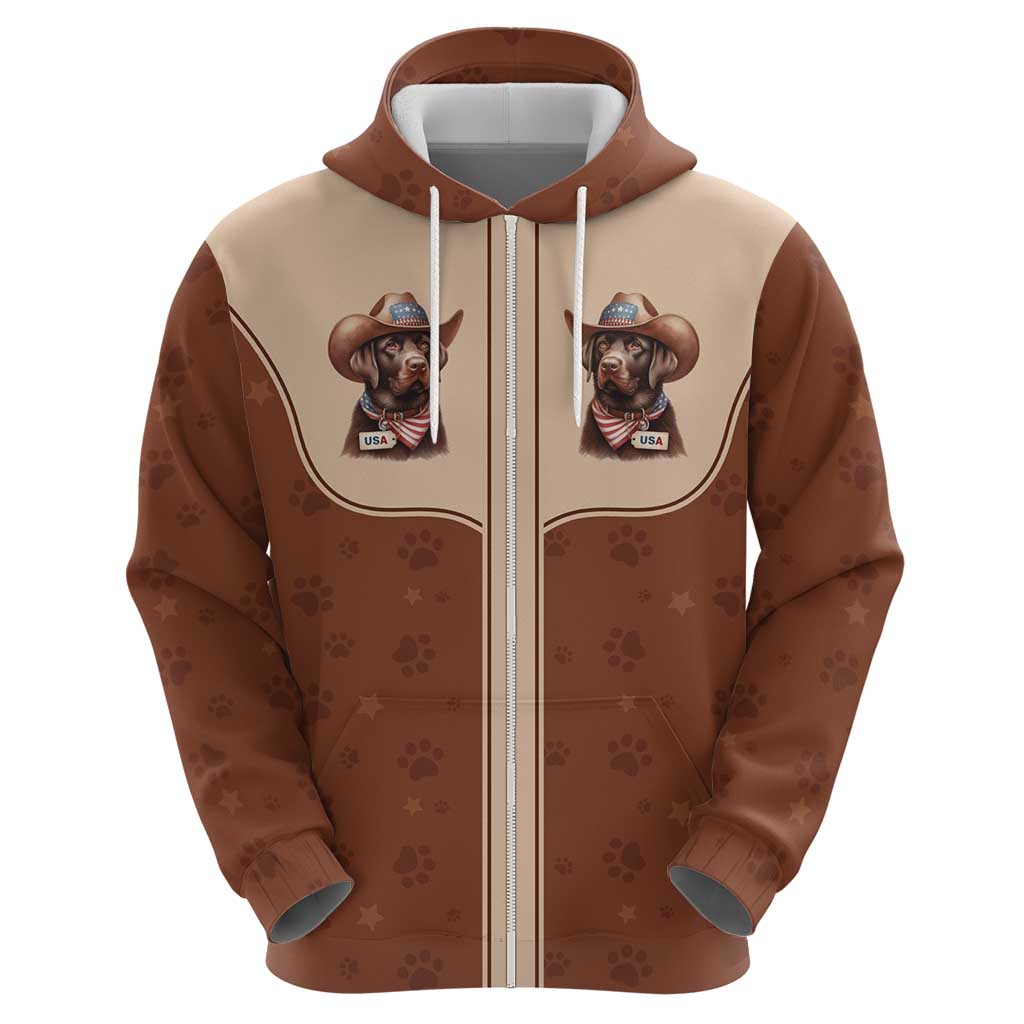 Cowdog Hoodie Cowboy Patriotic Labrador Western Yoke - Wonder Print Shop