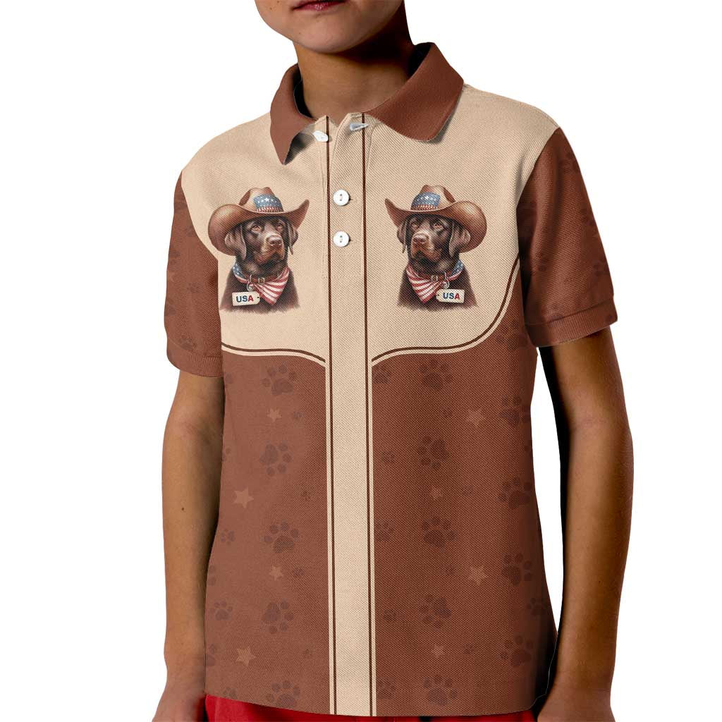 Cowdog Kid Polo Shirt Cowboy Patriotic Labrador Western Yoke - Wonder Print Shop
