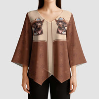 Cowdog Kimono Sleeve Blouse Cowboy Patriotic Labrador Western Yoke - Wonder Print Shop
