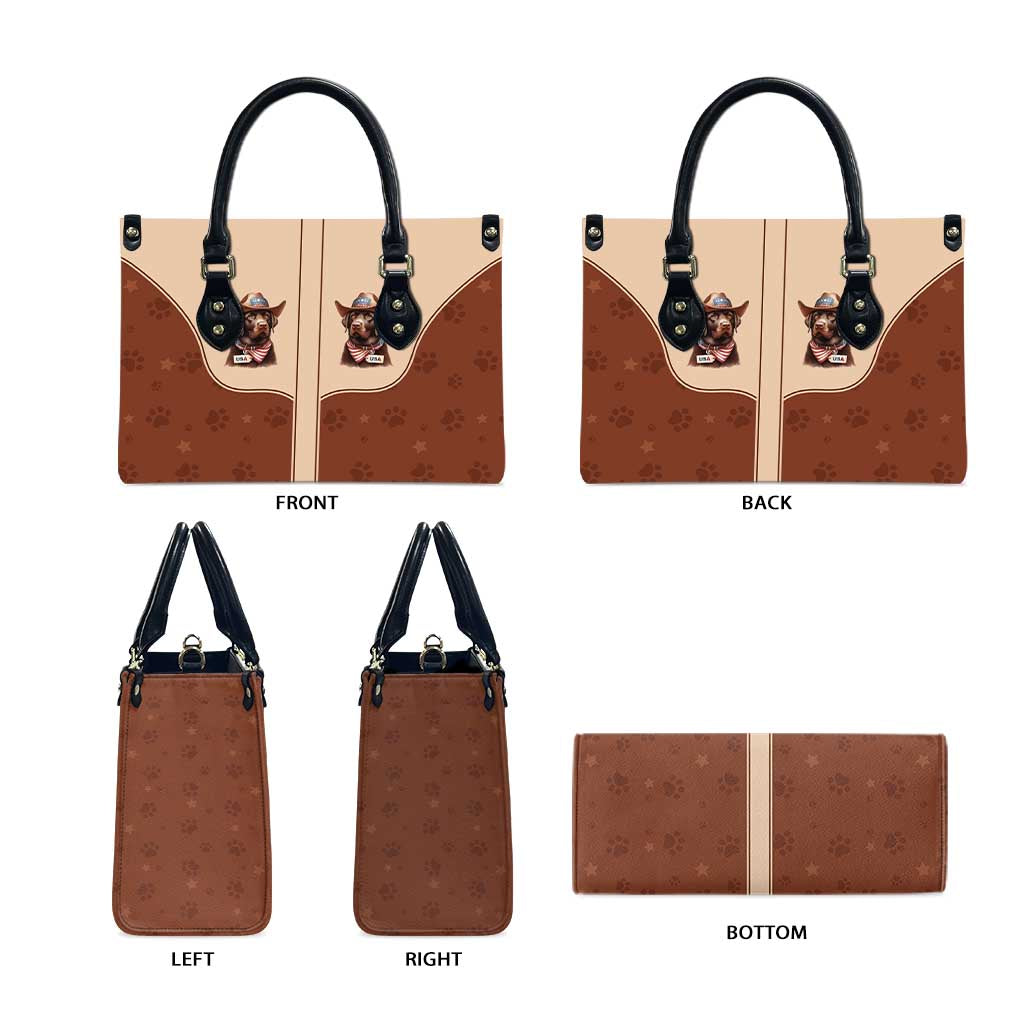 Cowdog Leather Bag Cowboy Patriotic Labrador Western Yoke - Wonder Print Shop
