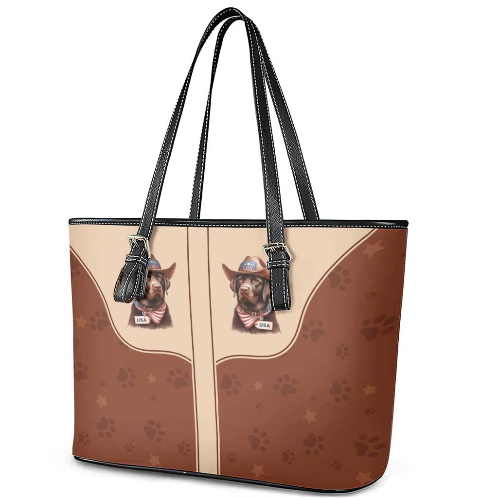 Cowdog Leather Tote Bag Cowboy Patriotic Labrador Western Yoke - Wonder Print Shop