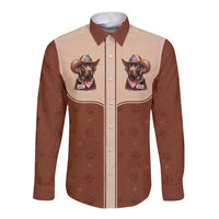 Cowdog Long Sleeve Button Shirt Cowboy Patriotic Labrador Western Yoke - Wonder Print Shop