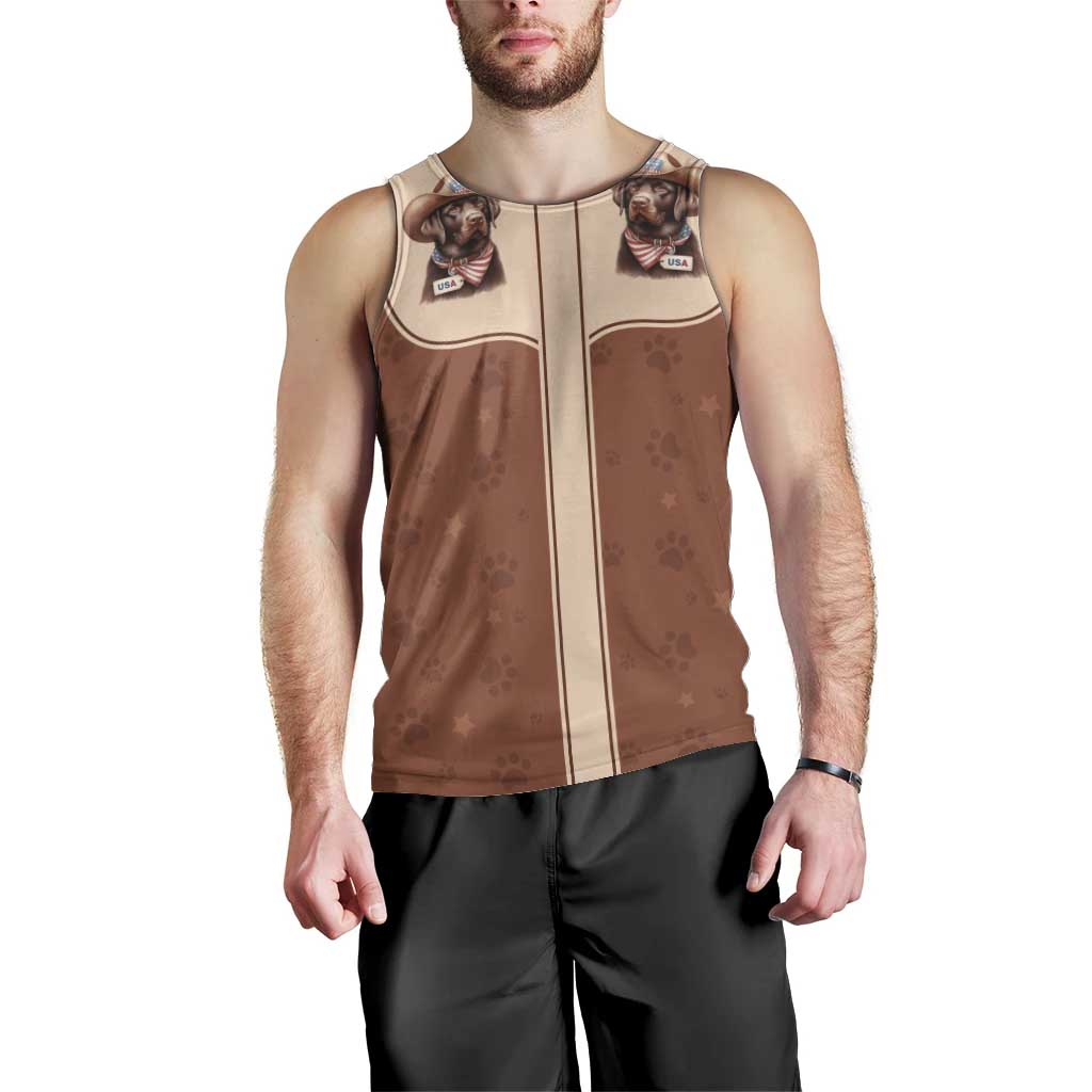 Cowdog Men Tank Top Cowboy Patriotic Labrador Western Yoke - Wonder Print Shop