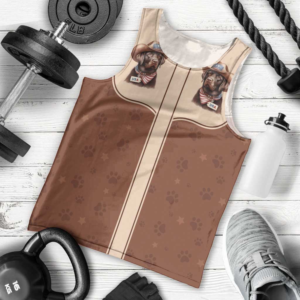 Cowdog Men Tank Top Cowboy Patriotic Labrador Western Yoke - Wonder Print Shop