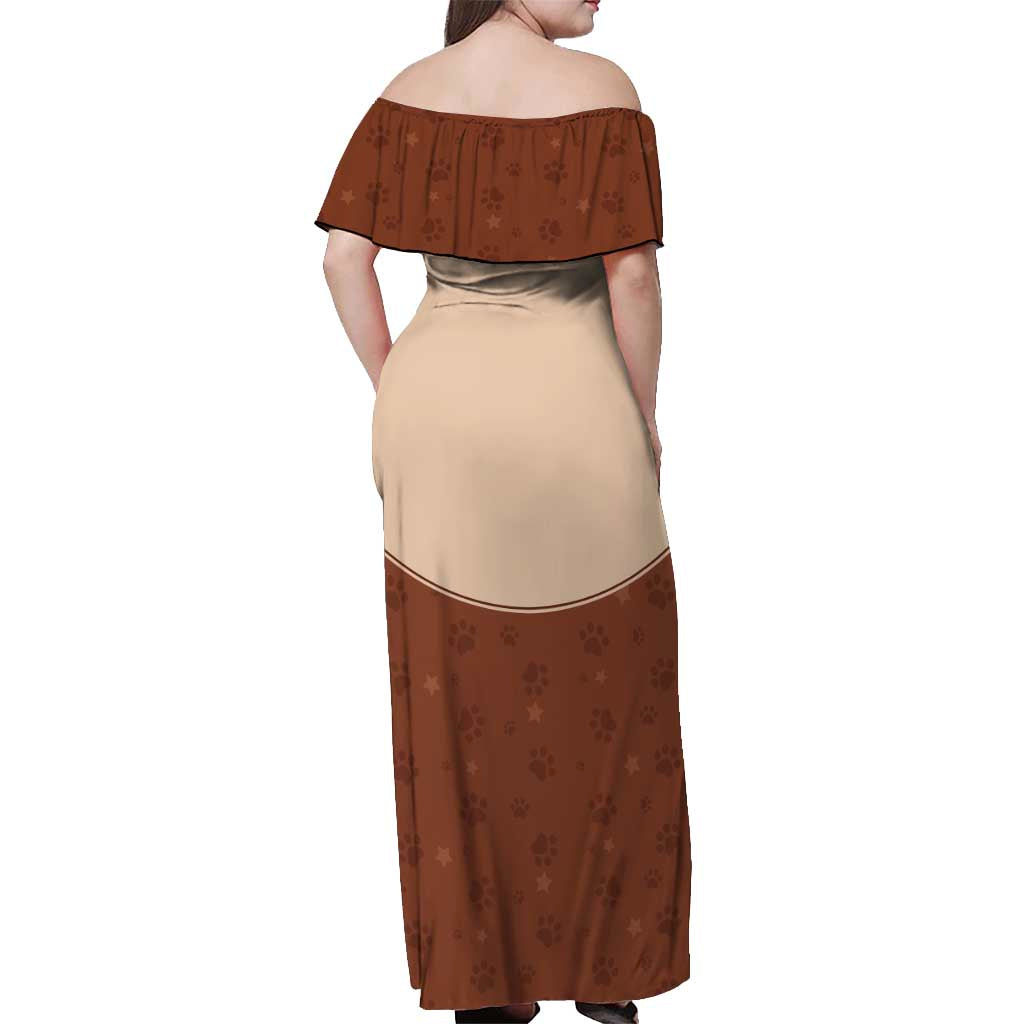 Cowdog Off Shoulder Maxi Dress Cowboy Patriotic Labrador Western Yoke - Wonder Print Shop