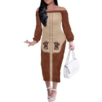 Cowdog Off The Shoulder Long Sleeve Dress Cowboy Patriotic Labrador Western Yoke - Wonder Print Shop