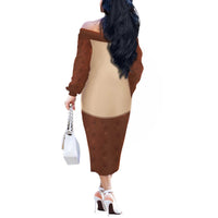 Cowdog Off The Shoulder Long Sleeve Dress Cowboy Patriotic Labrador Western Yoke - Wonder Print Shop