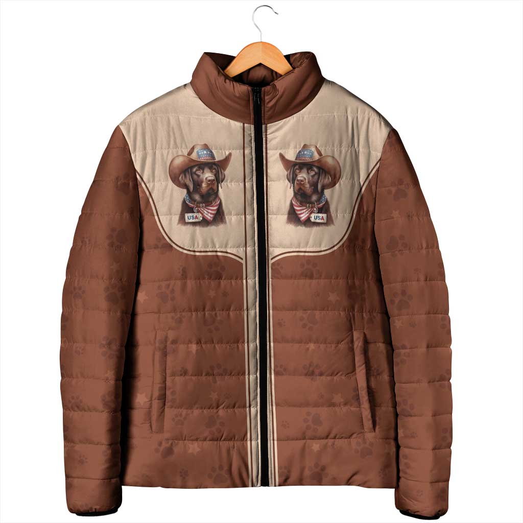 Cowdog Padded Jacket Cowboy Patriotic Labrador Western Yoke - Wonder Print Shop