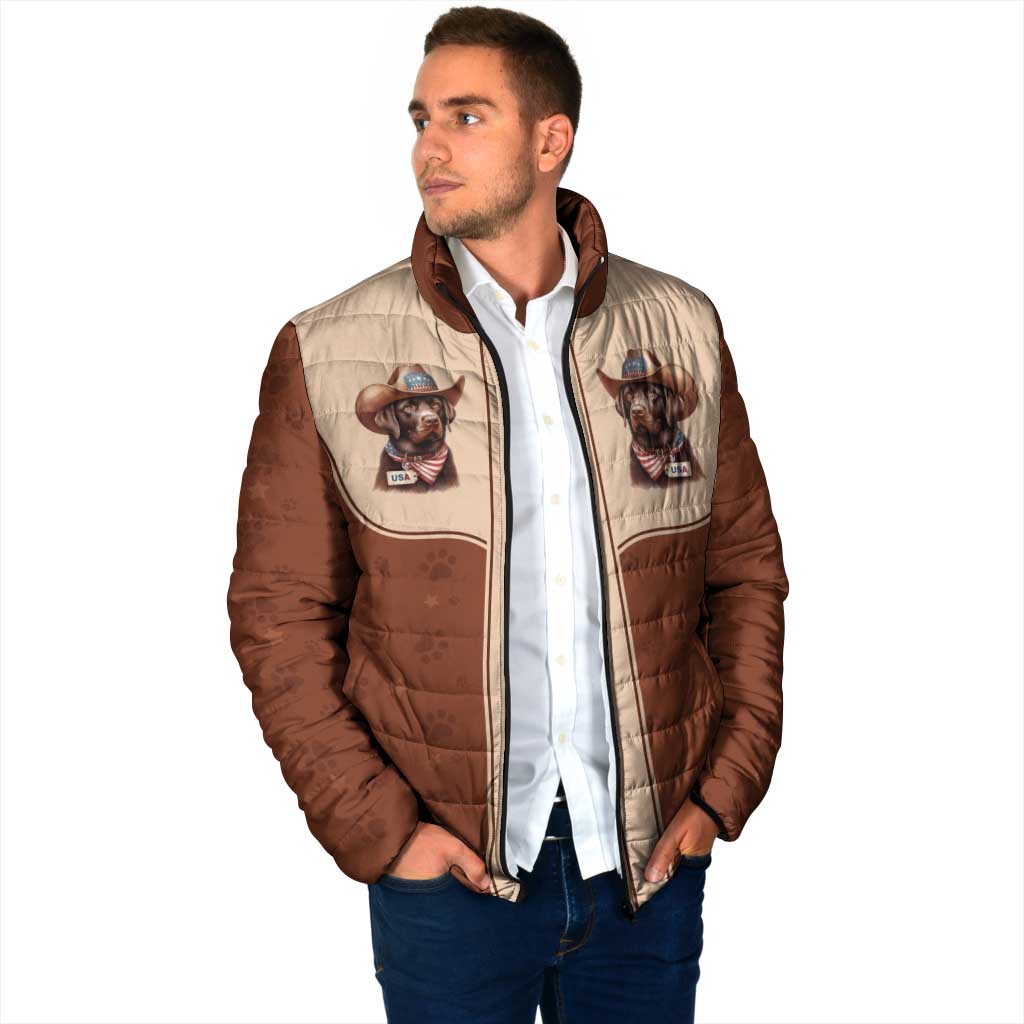 Cowdog Padded Jacket Cowboy Patriotic Labrador Western Yoke - Wonder Print Shop