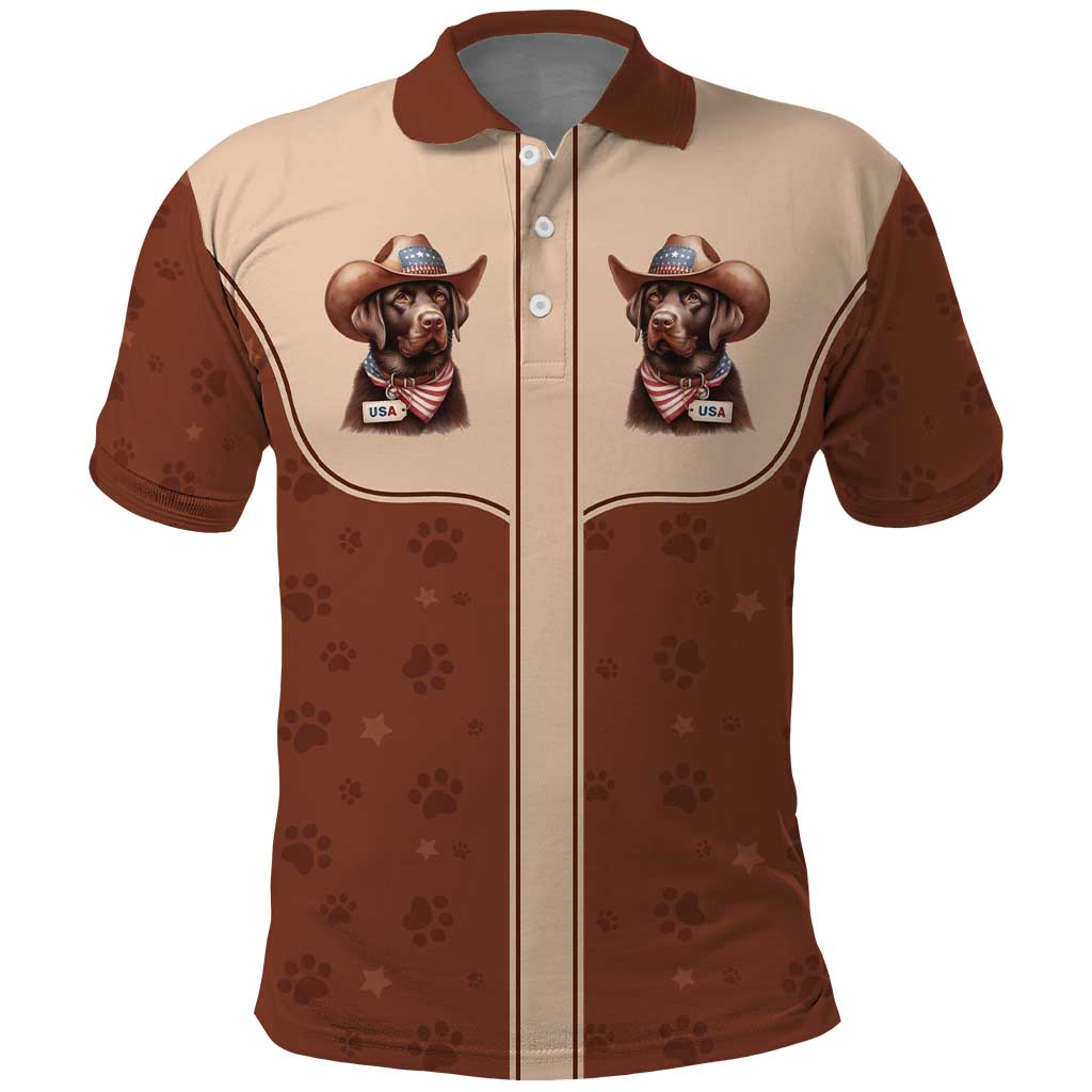 Cowdog Polo Shirt Cowboy Patriotic Labrador Western Yoke - Wonder Print Shop