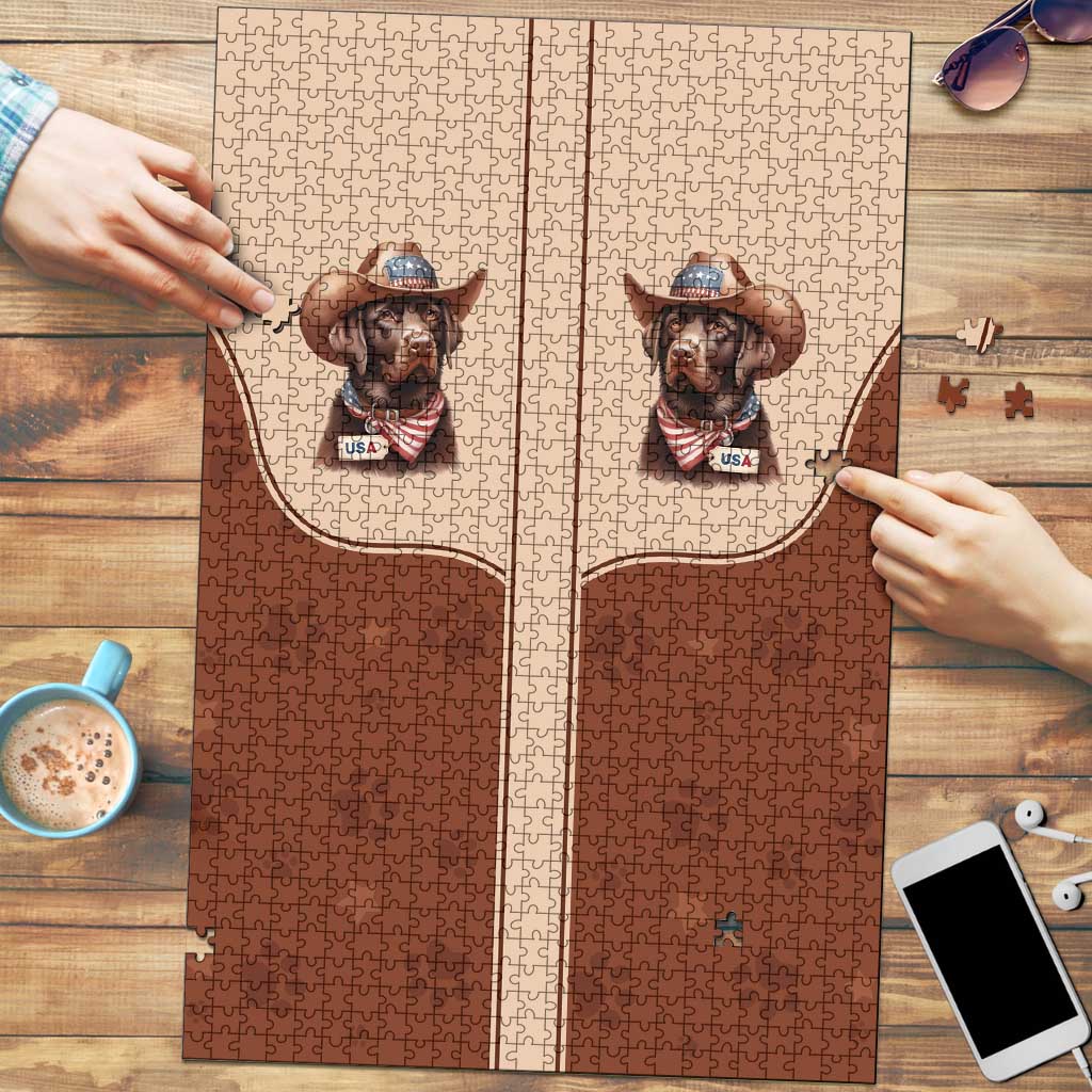 Cowdog Puzzle Cowboy Patriotic Labrador Western Yoke - Wonder Print Shop