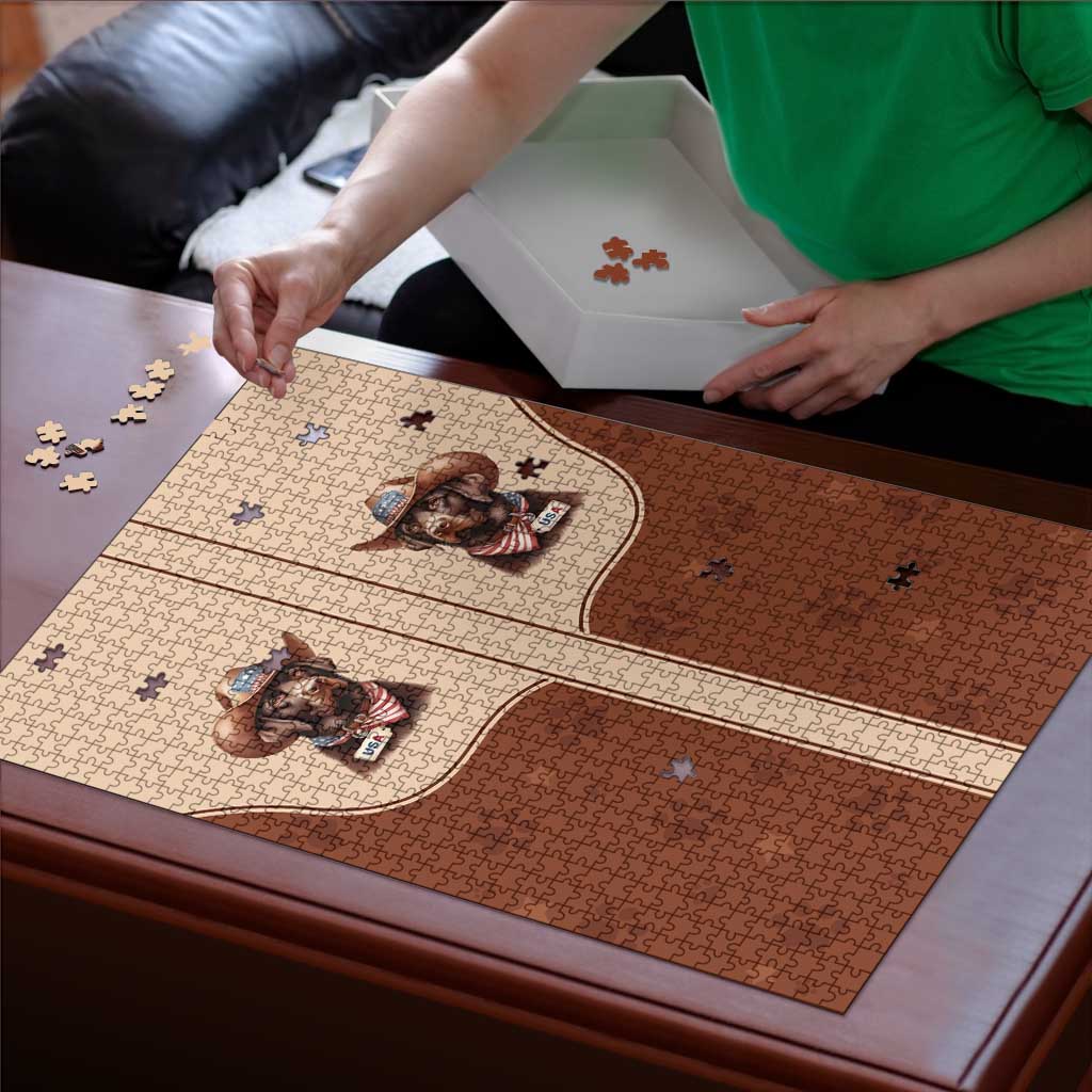 Cowdog Puzzle Cowboy Patriotic Labrador Western Yoke - Wonder Print Shop