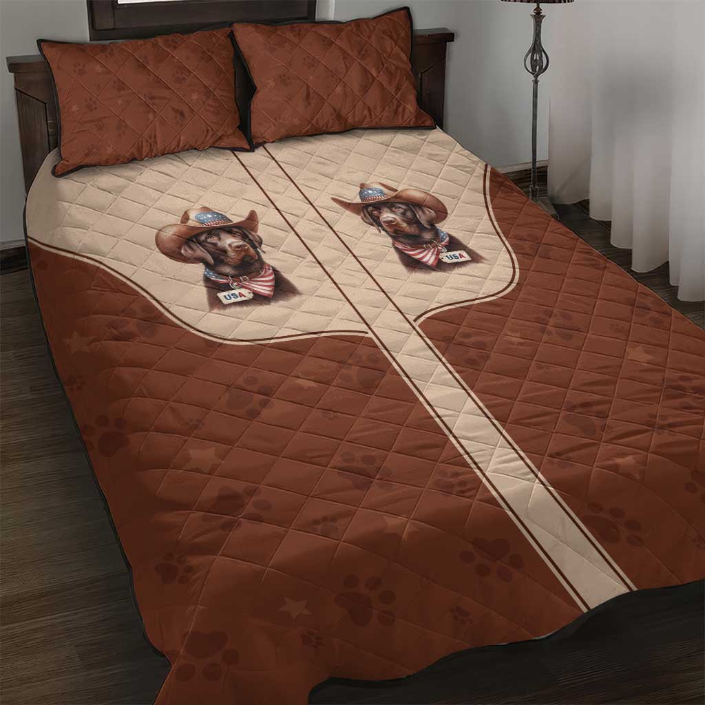 Cowdog Quilt Bed Set Cowboy Patriotic Labrador Western Yoke - Wonder Print Shop