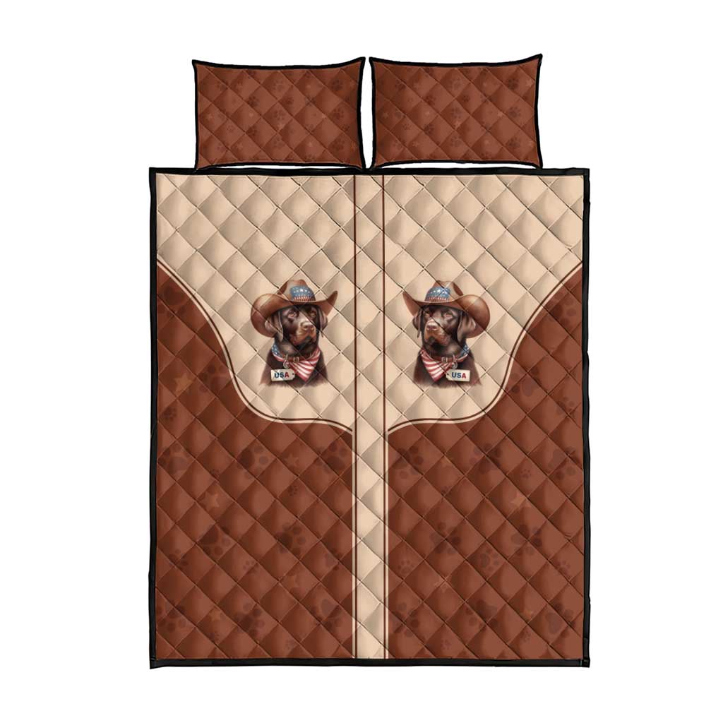 Cowdog Quilt Bed Set Cowboy Patriotic Labrador Western Yoke - Wonder Print Shop