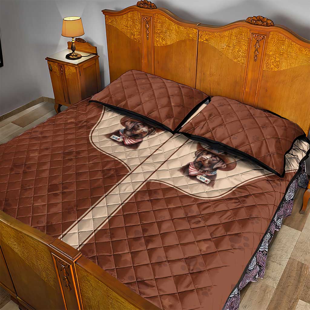 Cowdog Quilt Bed Set Cowboy Patriotic Labrador Western Yoke - Wonder Print Shop
