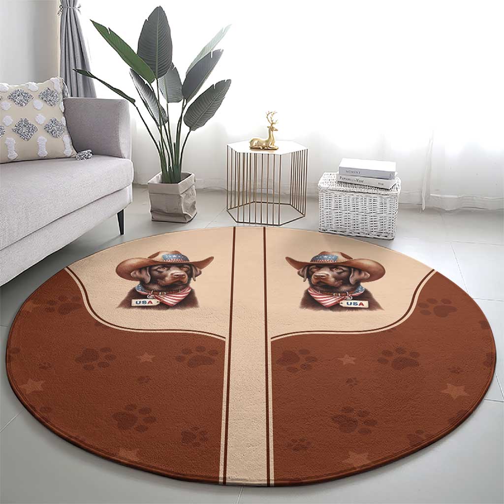 Cowdog Round Carpet Cowboy Patriotic Labrador Western Yoke - Wonder Print Shop