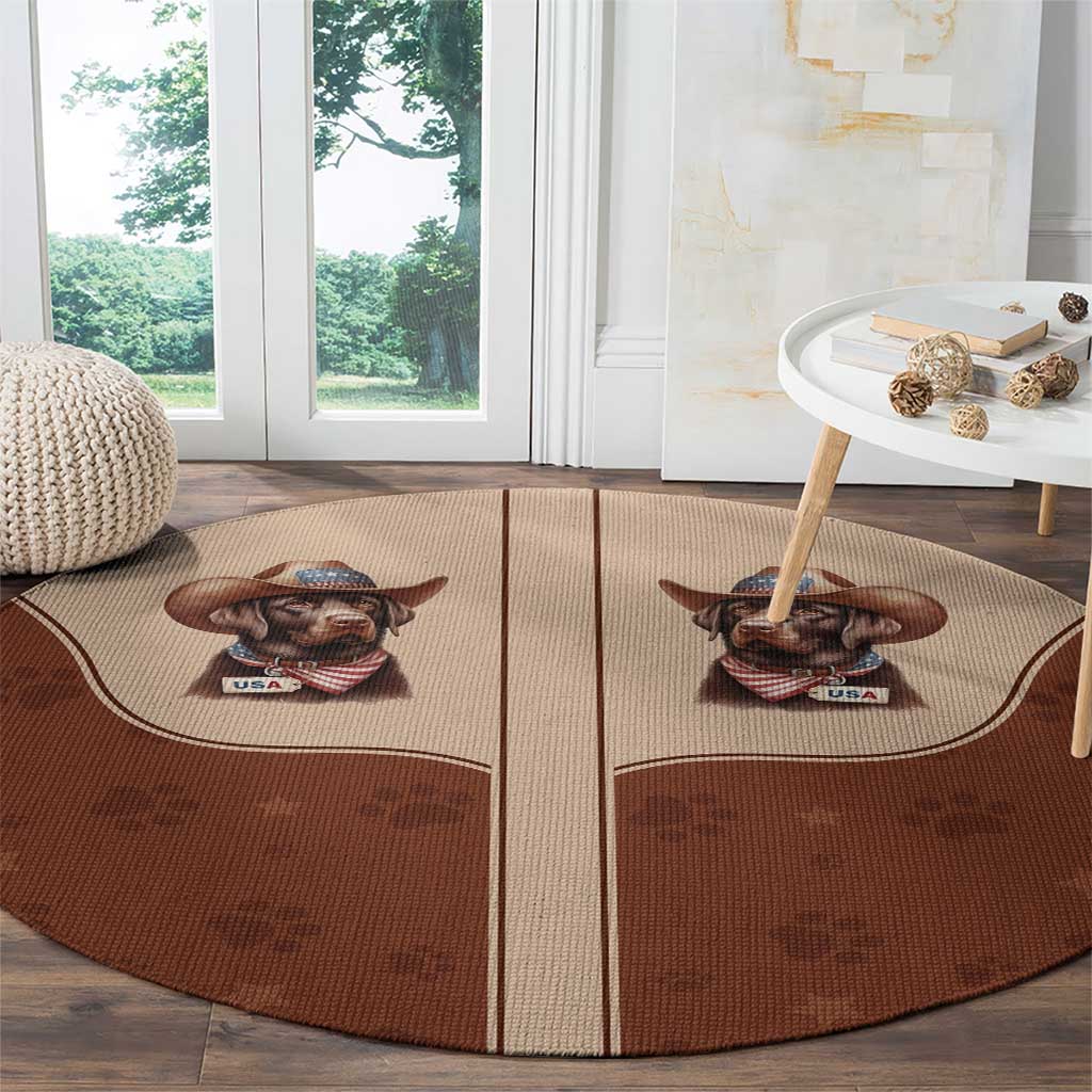 Cowdog Round Carpet Cowboy Patriotic Labrador Western Yoke - Wonder Print Shop