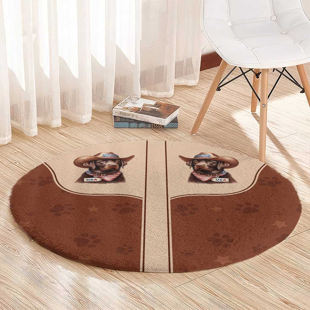 Cowdog Round Carpet Cowboy Patriotic Labrador Western Yoke - Wonder Print Shop