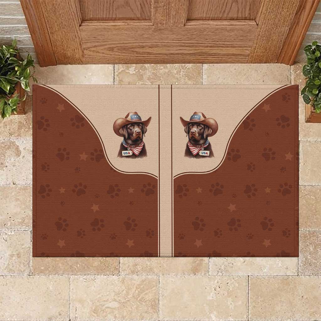 Cowdog Rubber Doormat Cowboy Patriotic Labrador Western Yoke - Wonder Print Shop