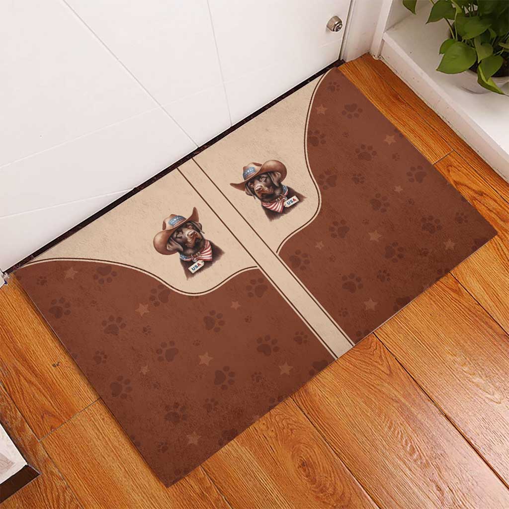 Cowdog Rubber Doormat Cowboy Patriotic Labrador Western Yoke - Wonder Print Shop