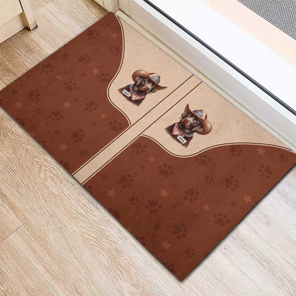 Cowdog Rubber Doormat Cowboy Patriotic Labrador Western Yoke - Wonder Print Shop