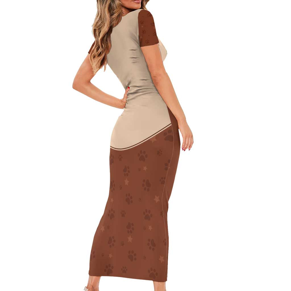 Cowdog Short Sleeve Bodycon Dress Cowboy Patriotic Labrador Western Yoke - Wonder Print Shop