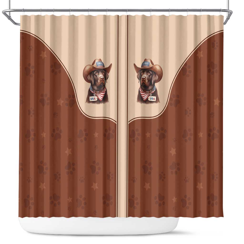 Cowdog Shower Curtain Cowboy Patriotic Labrador Western Yoke - Wonder Print Shop