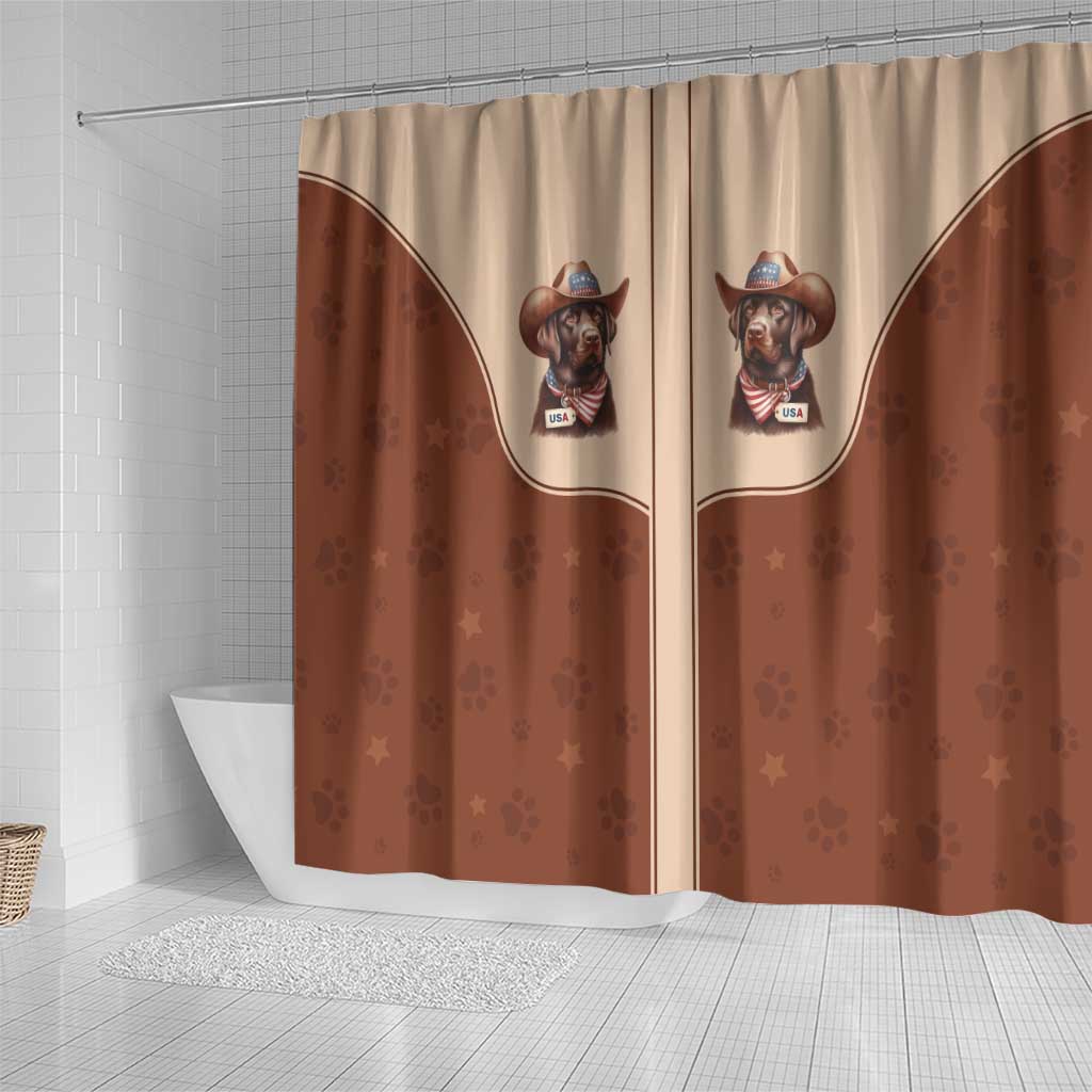 Cowdog Shower Curtain Cowboy Patriotic Labrador Western Yoke - Wonder Print Shop