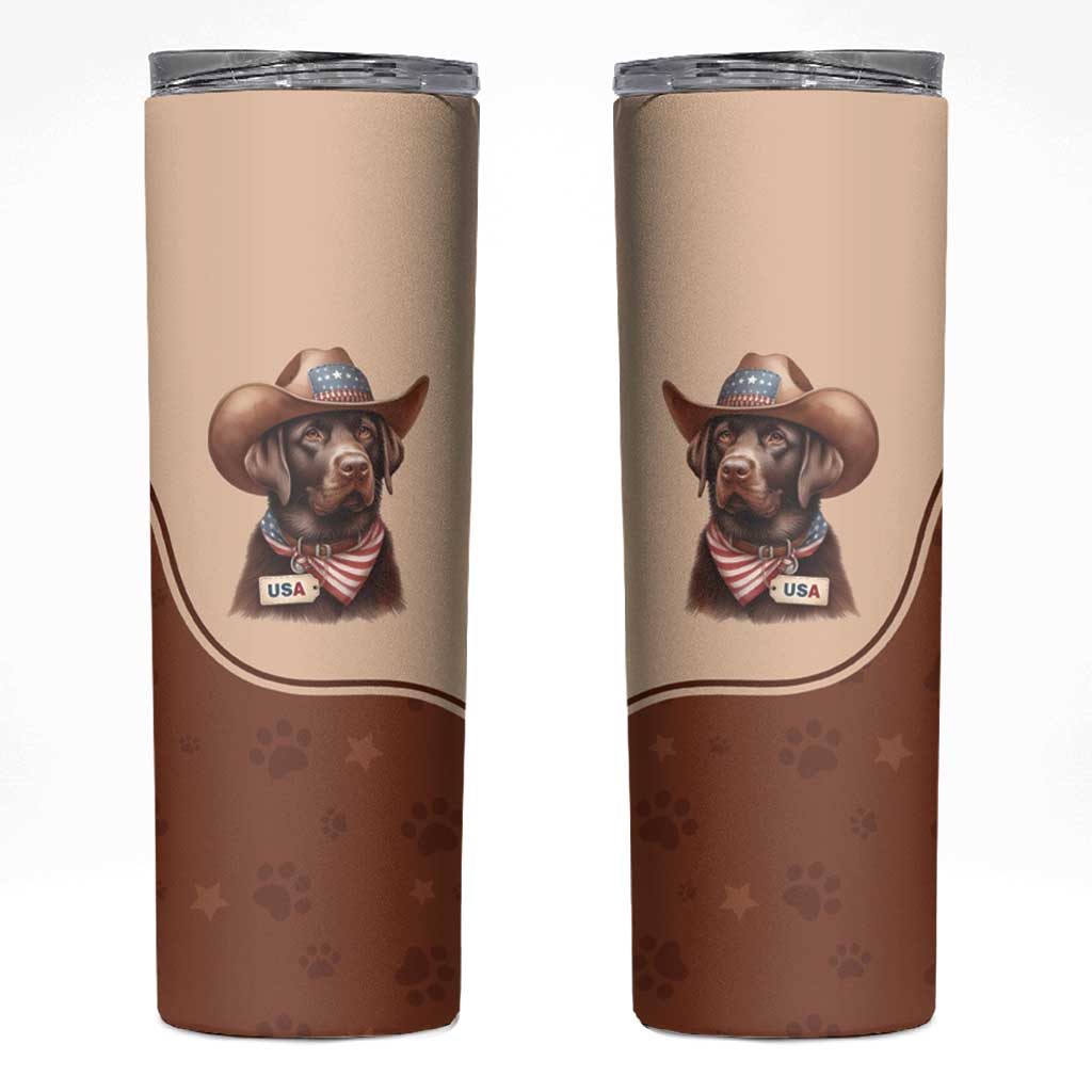 Cowdog Skinny Tumbler Cowboy Patriotic Labrador Western Yoke - Wonder Print Shop