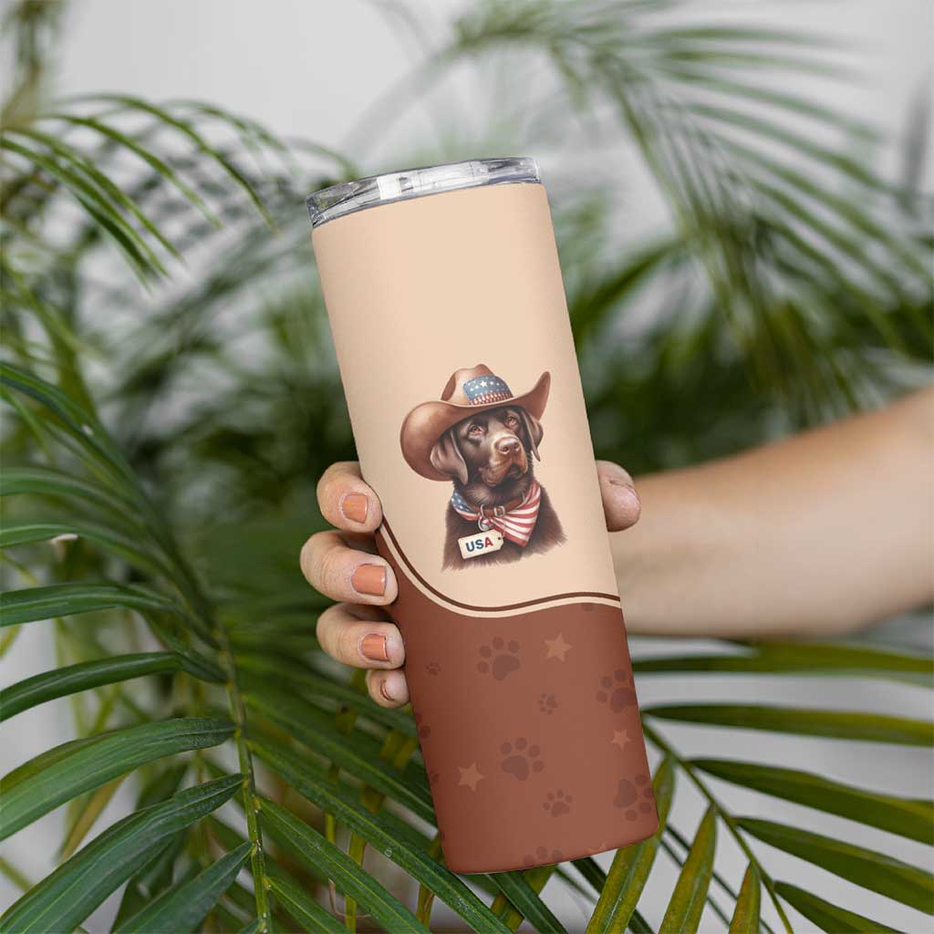 Cowdog Skinny Tumbler Cowboy Patriotic Labrador Western Yoke - Wonder Print Shop