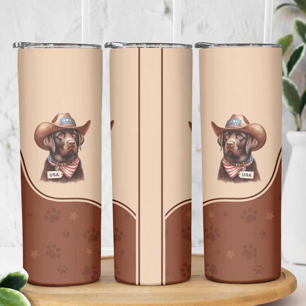 Cowdog Skinny Tumbler Cowboy Patriotic Labrador Western Yoke - Wonder Print Shop