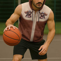 Cowdog Sleeveless Zip Hoodie Cowboy Patriotic Labrador Western Yoke - Wonder Print Shop