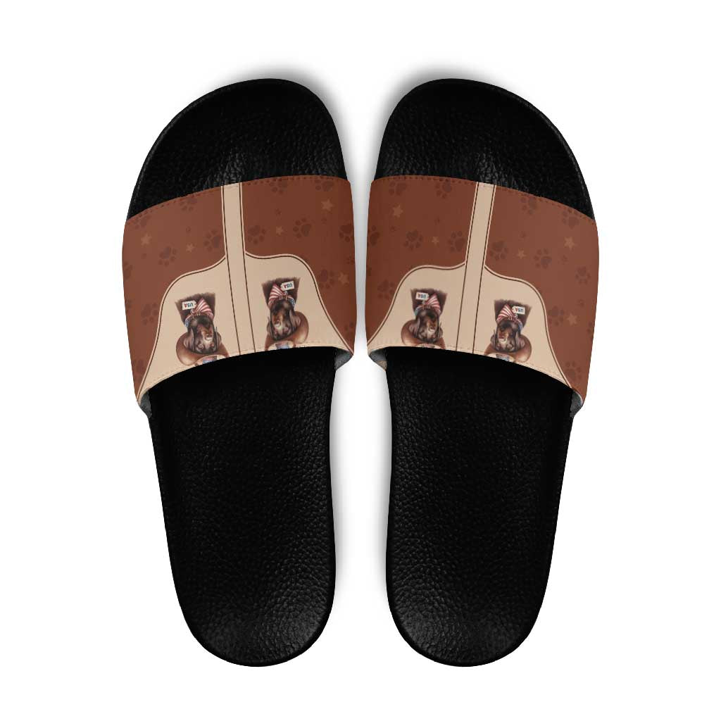 Cowdog Slide Sandals Cowboy Patriotic Labrador Western Yoke - Wonder Print Shop