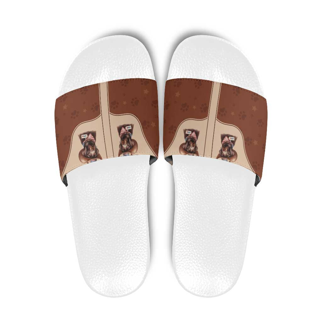 Cowdog Slide Sandals Cowboy Patriotic Labrador Western Yoke - Wonder Print Shop