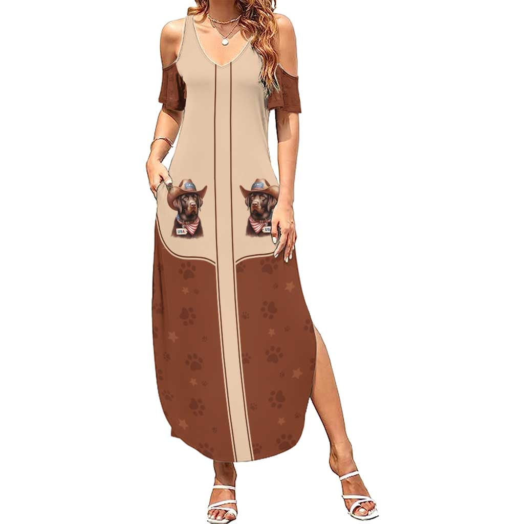 Cowdog Summer Maxi Dress Cowboy Patriotic Labrador Western Yoke - Wonder Print Shop