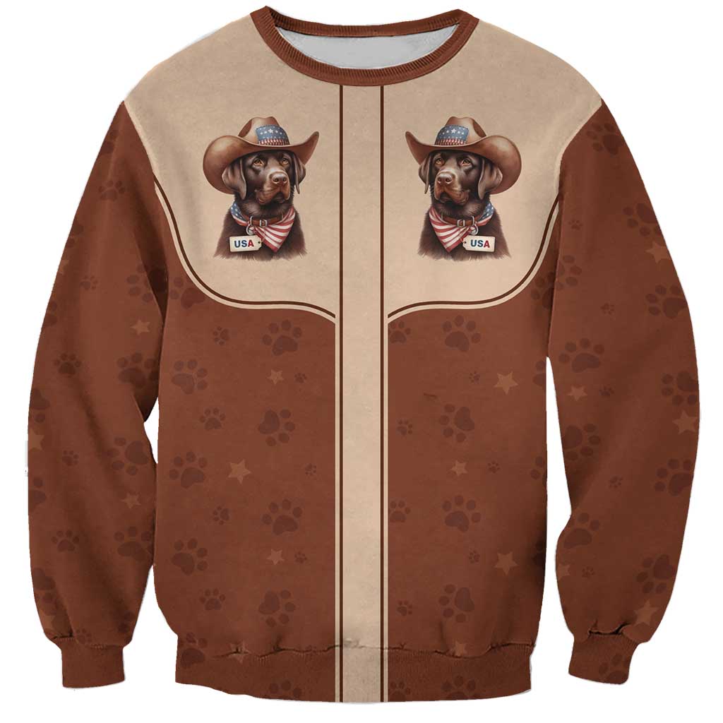 Cowdog Sweatshirt Cowboy Patriotic Labrador Western Yoke - Wonder Print Shop