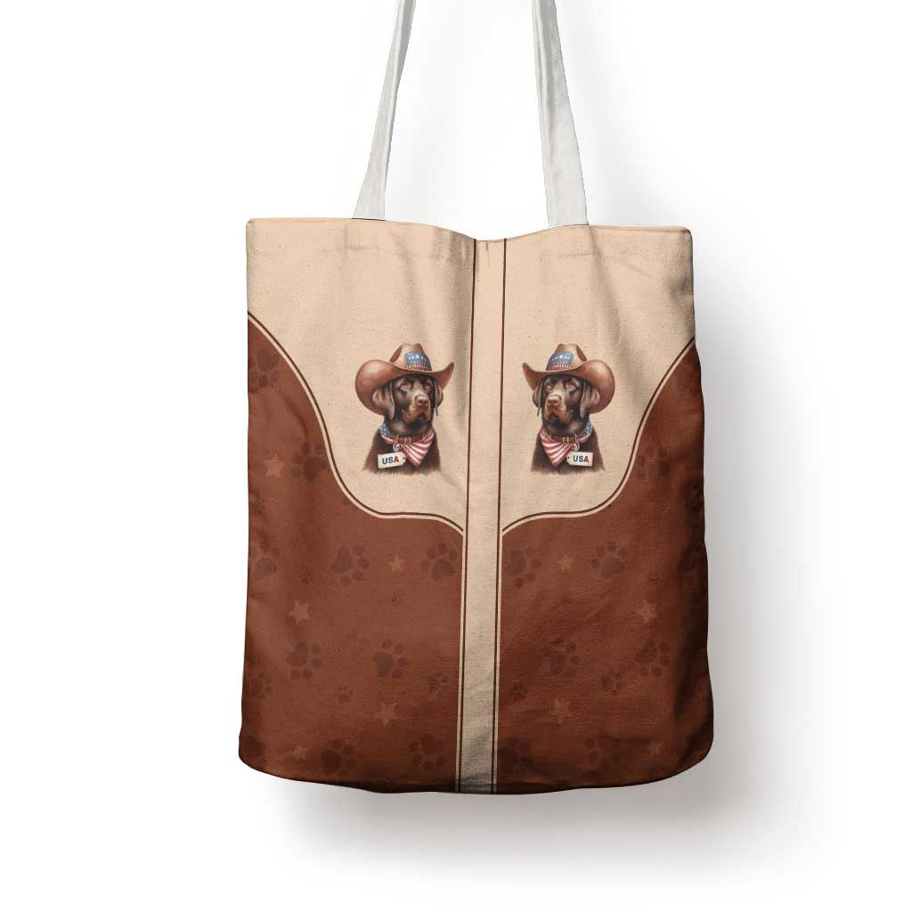 Cowdog Tote Bag Cowboy Patriotic Labrador Western Yoke - Wonder Print Shop