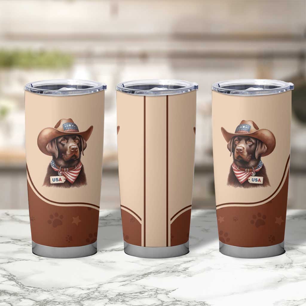 Cowdog Tumbler Cup Cowboy Patriotic Labrador Western Yoke - Wonder Print Shop