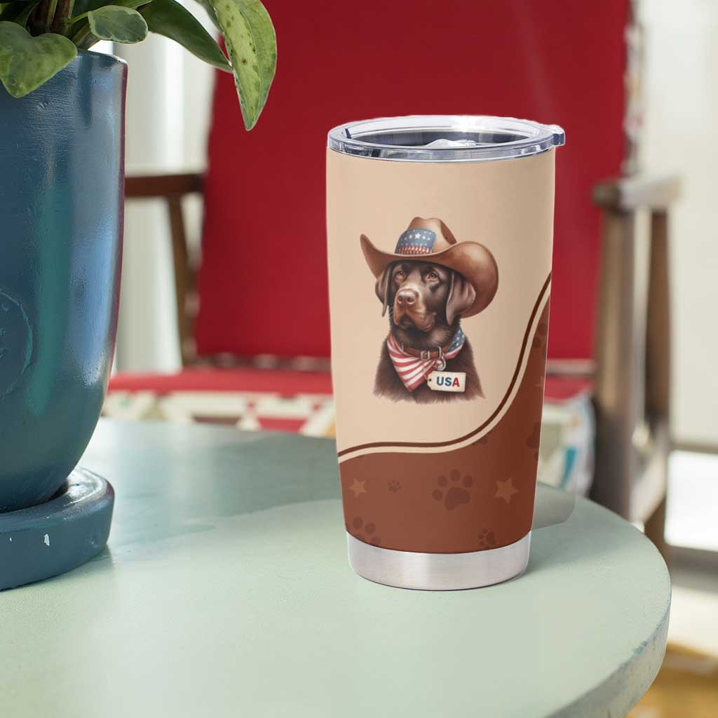 Cowdog Tumbler Cup Cowboy Patriotic Labrador Western Yoke - Wonder Print Shop