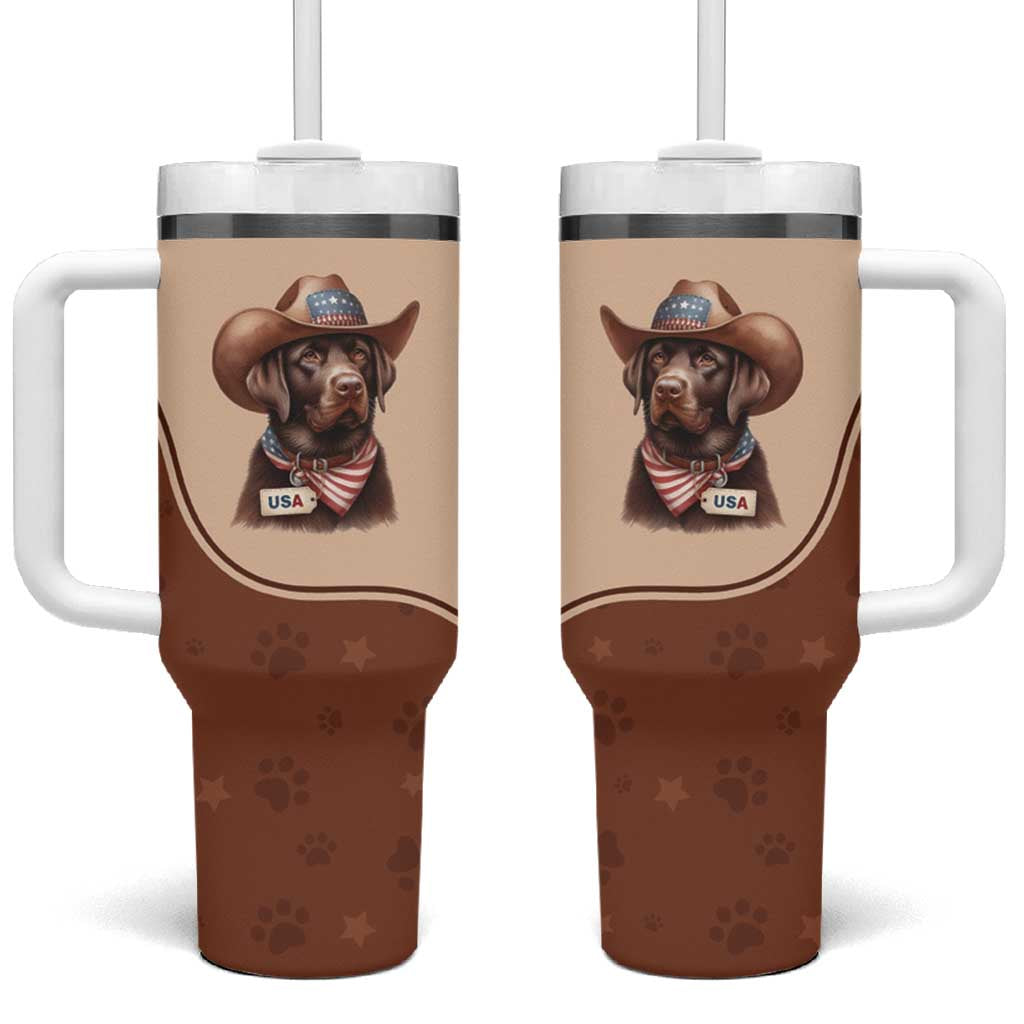 Cowdog Tumbler With Handle Cowboy Patriotic Labrador Western Yoke - Wonder Print Shop