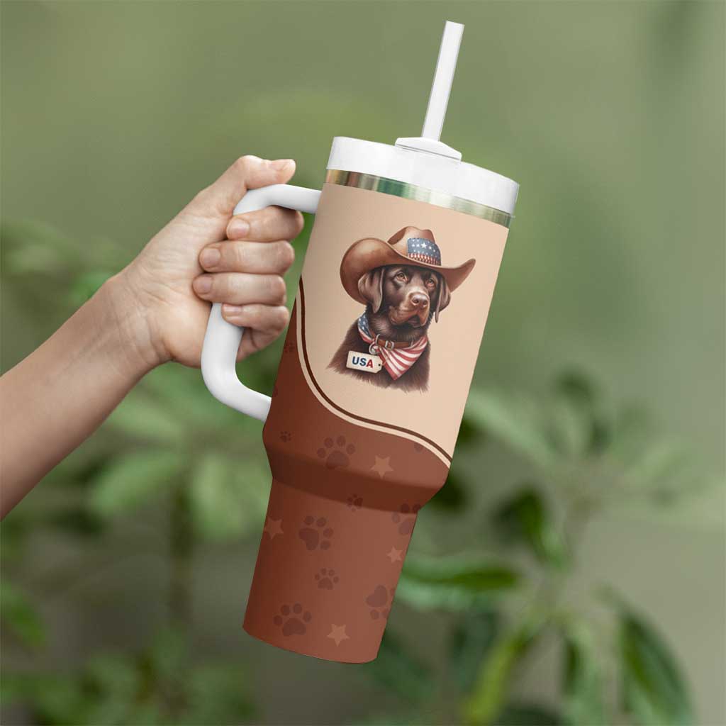 Cowdog Tumbler With Handle Cowboy Patriotic Labrador Western Yoke - Wonder Print Shop