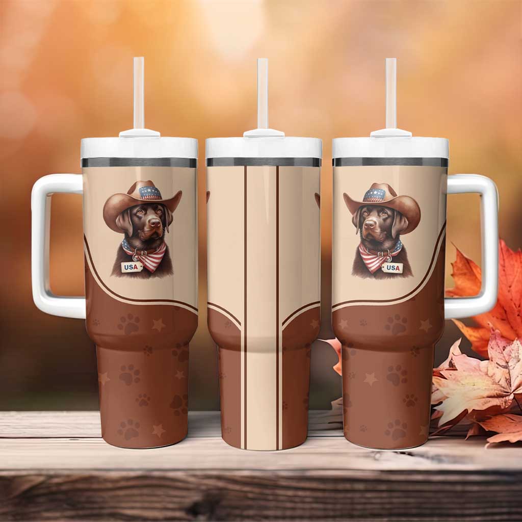 Cowdog Tumbler With Handle Cowboy Patriotic Labrador Western Yoke - Wonder Print Shop