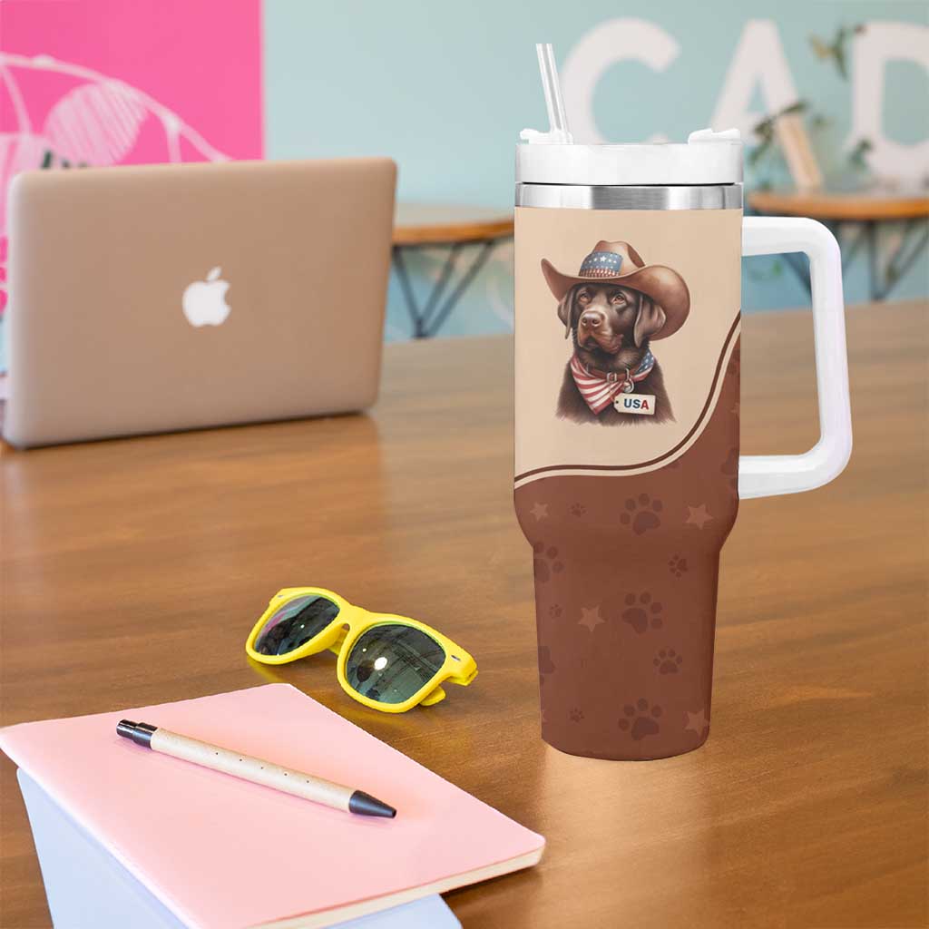 Cowdog Tumbler With Handle Cowboy Patriotic Labrador Western Yoke - Wonder Print Shop