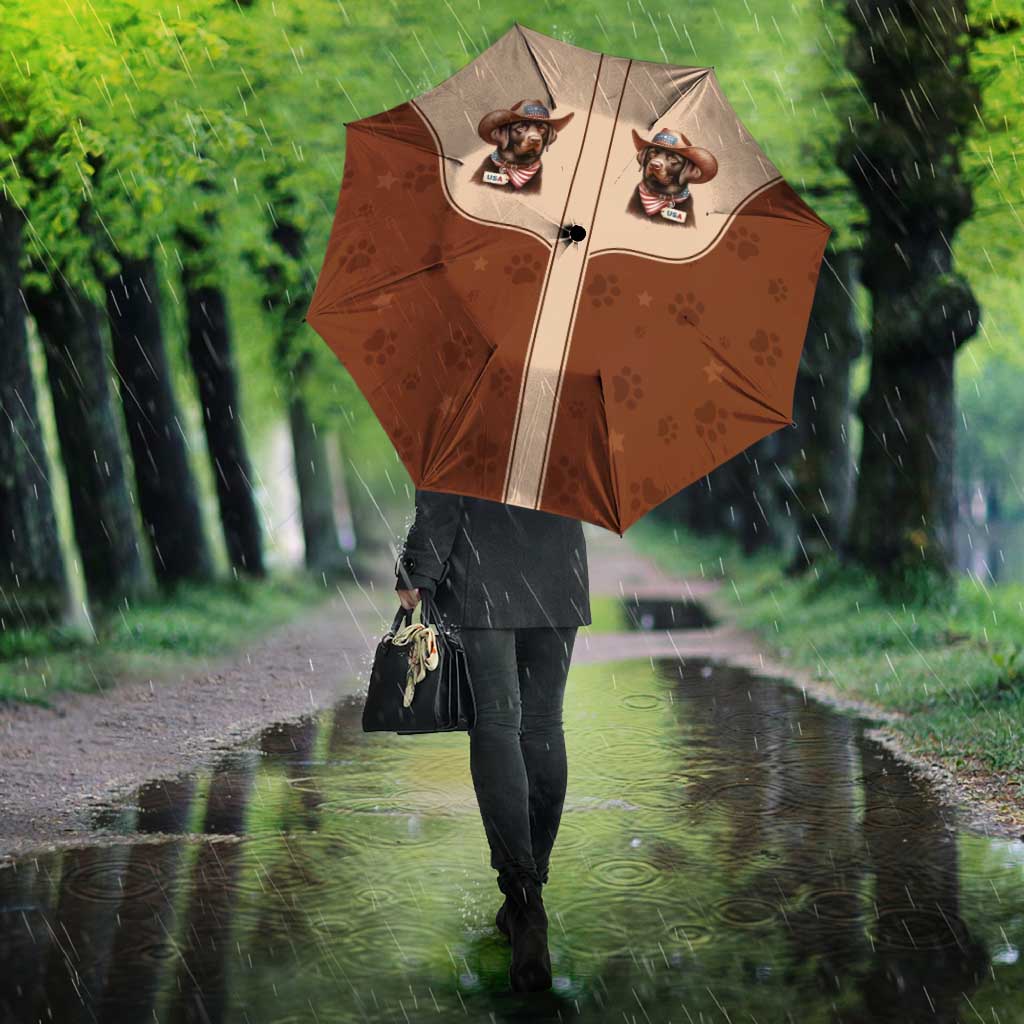 Cowdog Umbrella Cowboy Patriotic Labrador Western Yoke - Wonder Print Shop