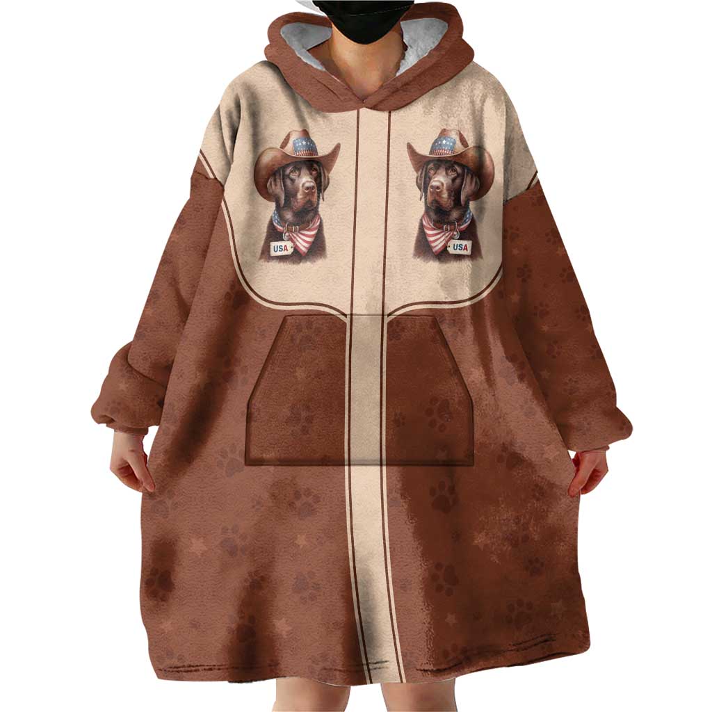 Cowdog Wearable Blanket Hoodie Cowboy Patriotic Labrador Western Yoke - Wonder Print Shop